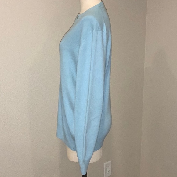 Pringle 100% Cashmere Baby Blue Women's Cardigan Sz 10 Sweater Scotland Vintage - Picture 2 of 8